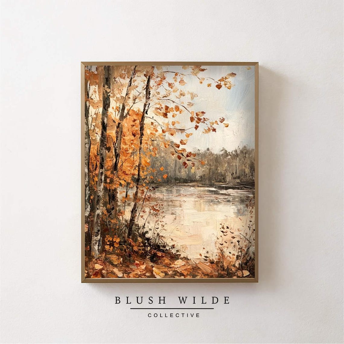 Fall Tree Oil Painting Rustic Autumn Landscape Art