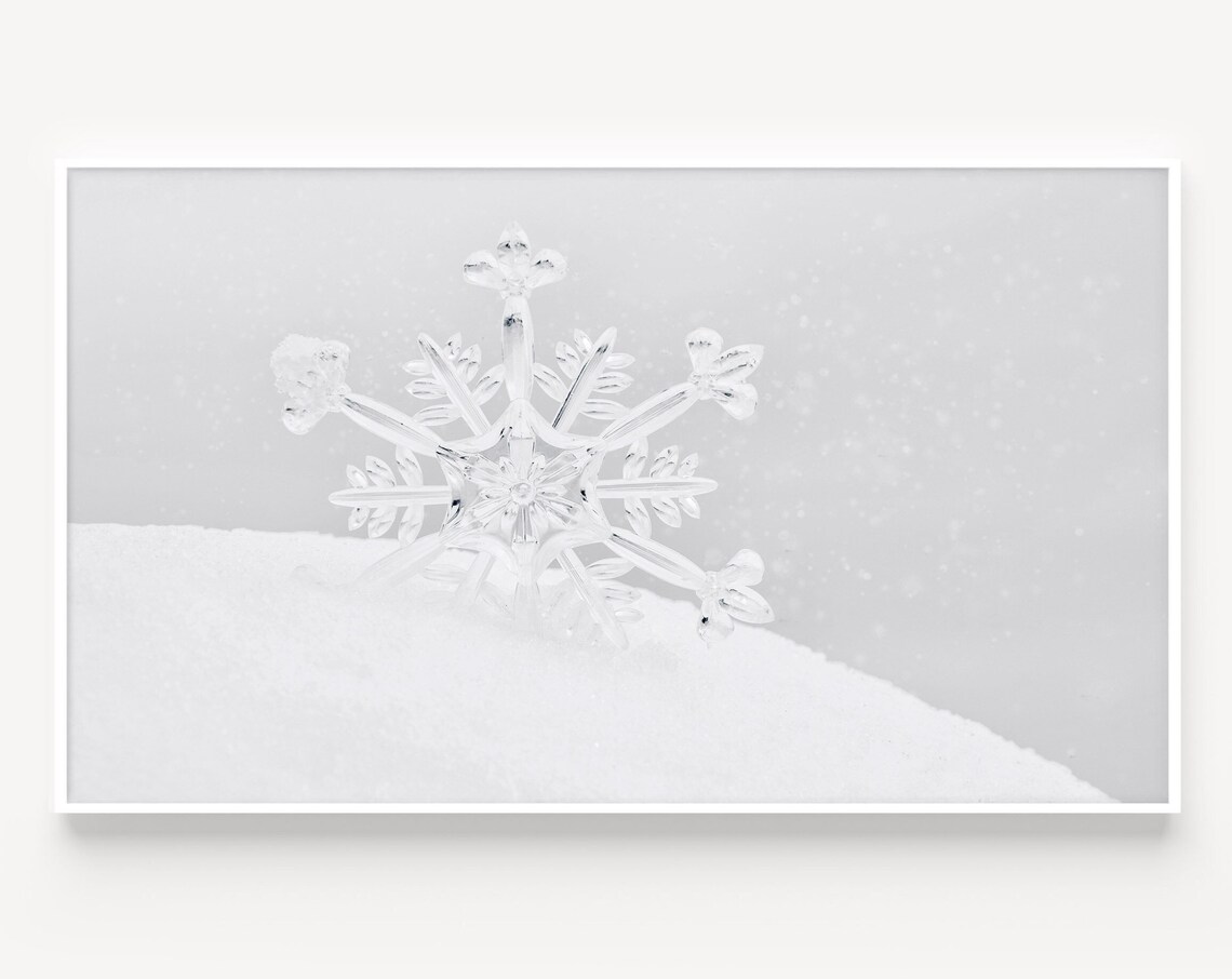 Crystal Snowflake on Fresh Snow Macro White Winter Photography Poster