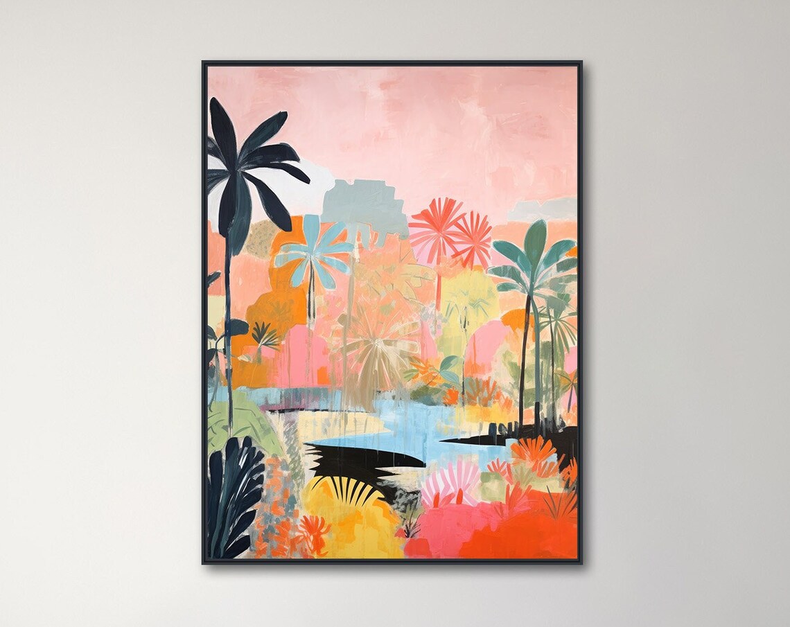 Secret Lagoon Tropical Pastel Abstract Landscape Art Print