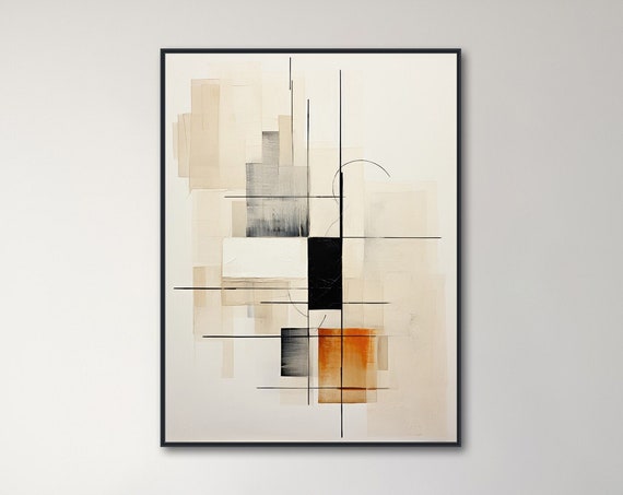 Large Geometric Wall Art Framed Print Modern Abstract Painting Minimal Geometric Artwork Out Of Range