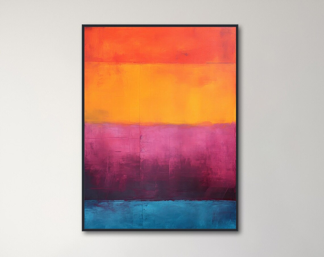 Color Field Sunset Bands Orange Magenta Blue Abstract Art Poster