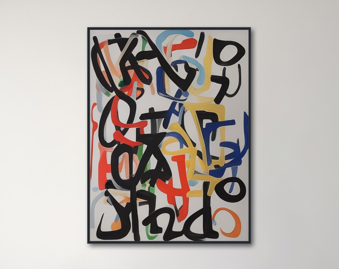 Colorful Abstract Wall Art Large Contemporary Line Art Framed Print Modern Abstract Expressionist Painting Notable 2
