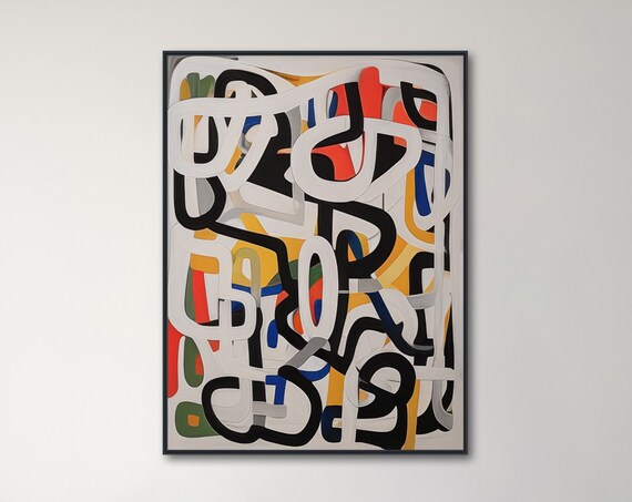 Colorful Abstract Line Art, Contemporary Art Print
