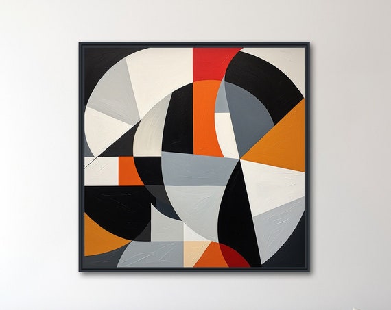Large Geometric Wall Art Framed Print Modern Abstract Painting Black And White Geometric Artwork Boomerang 2