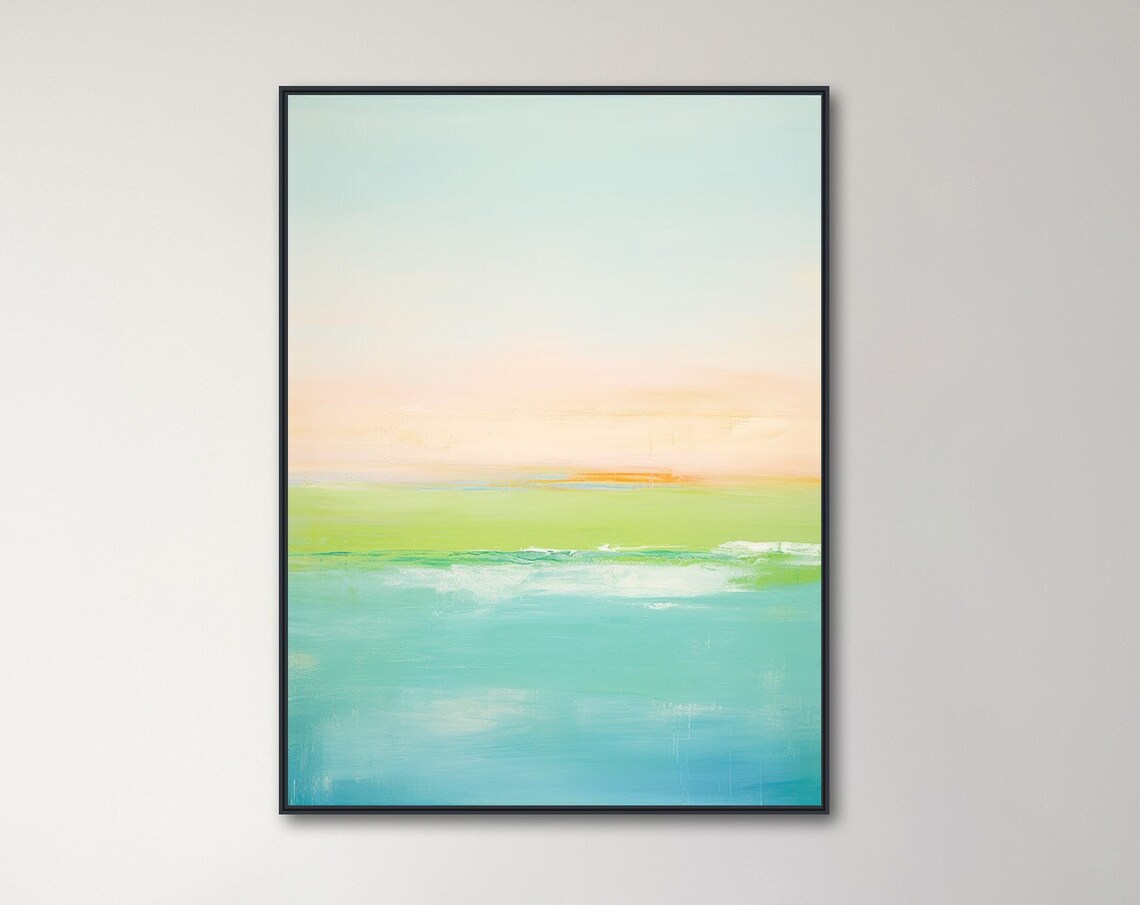 Sea Breeze Pastel Coastal Abstract Seascape Turquoise Water Wall Art Poster