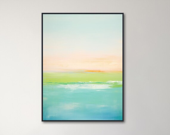 Sea Breeze Pastel Coastal Abstract Seascape Turquoise Water Wall Art Poster
