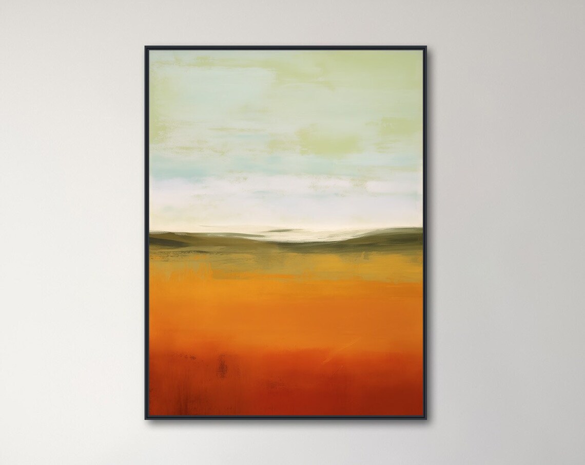 Minimal Abstract Landscape Art Print, Modern Autumn Field