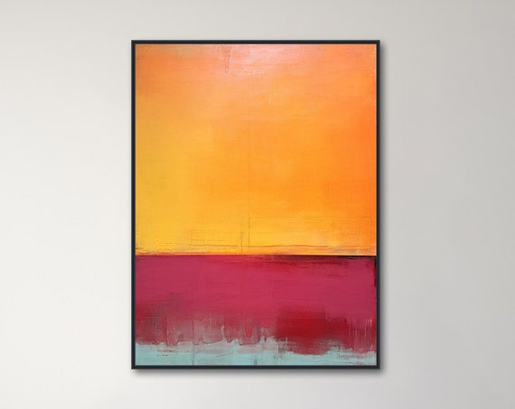 Large Geometric Wall Art Framed Print Modern Abstract Painting Purple And Orange Artwork Minimal Painting Plateau