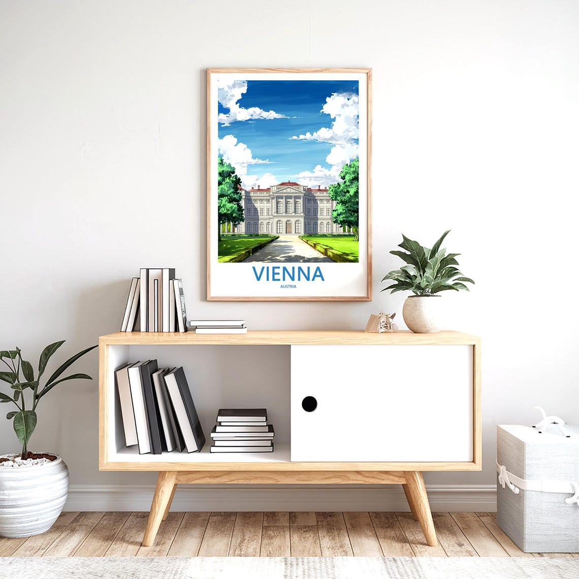 Vienna Austria Grand Baroque Palace and Gardens Illustration Poster - Image 2