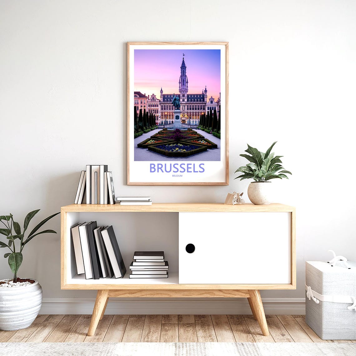 Brussels Formal Garden Statue Sunset Purple Sky Photo Poster - Image 2