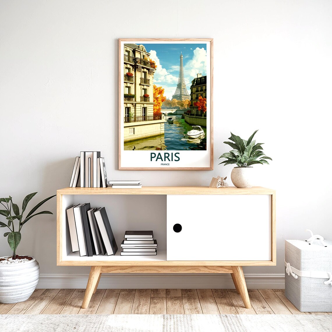 Eiffel Tower Seine Tour Boats Autumn Riverside Paris France Poster - Image 2