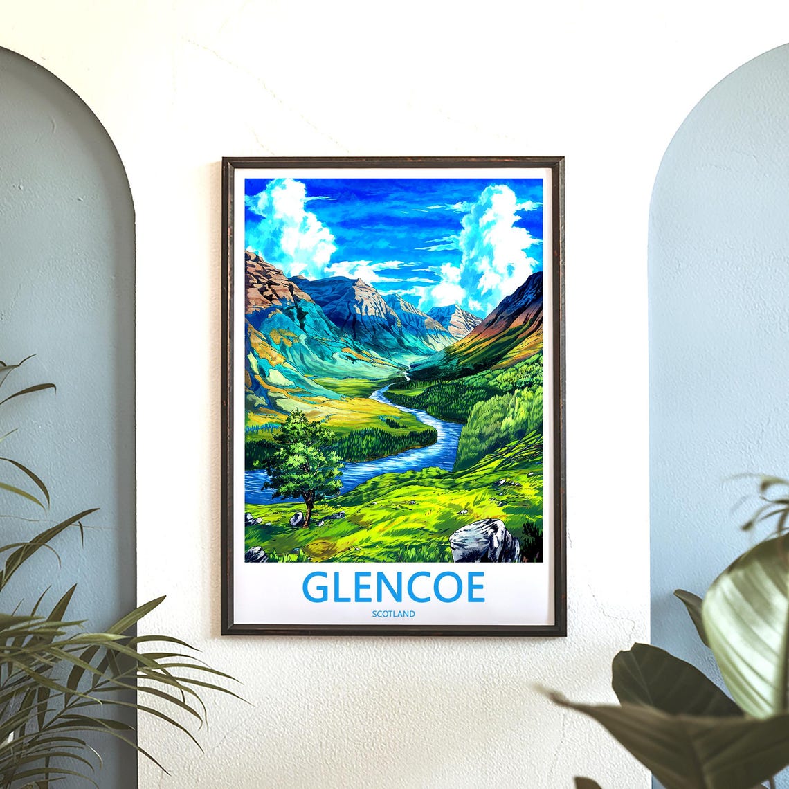 Glencoe Scotland Scenic Daytime Mountain Valley River Poster - Image 3