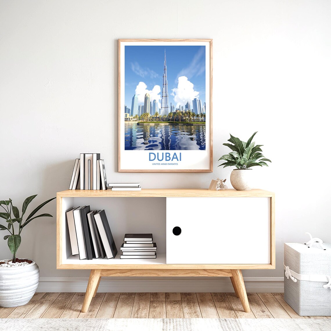 Dubai Burj Khalifa Deep Blue Sky Lake Reflection Photo Poster - Image 2