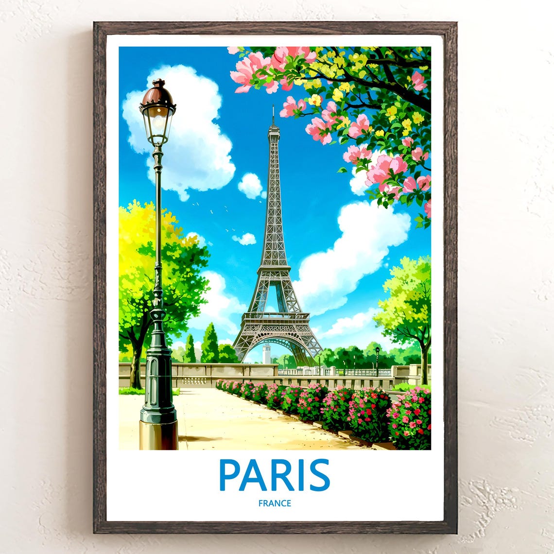 Eiffel Tower Spring Blossoms Garden Lamppost Paris France Poster