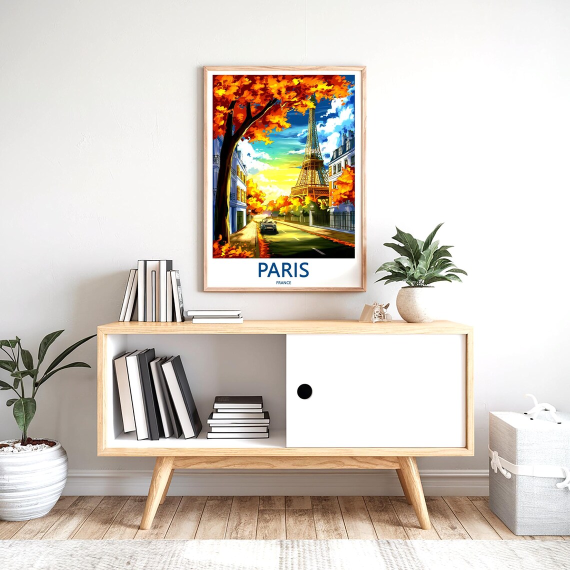 Eiffel Tower Golden Autumn Avenue Vintage Style Travel Poster - Image 2