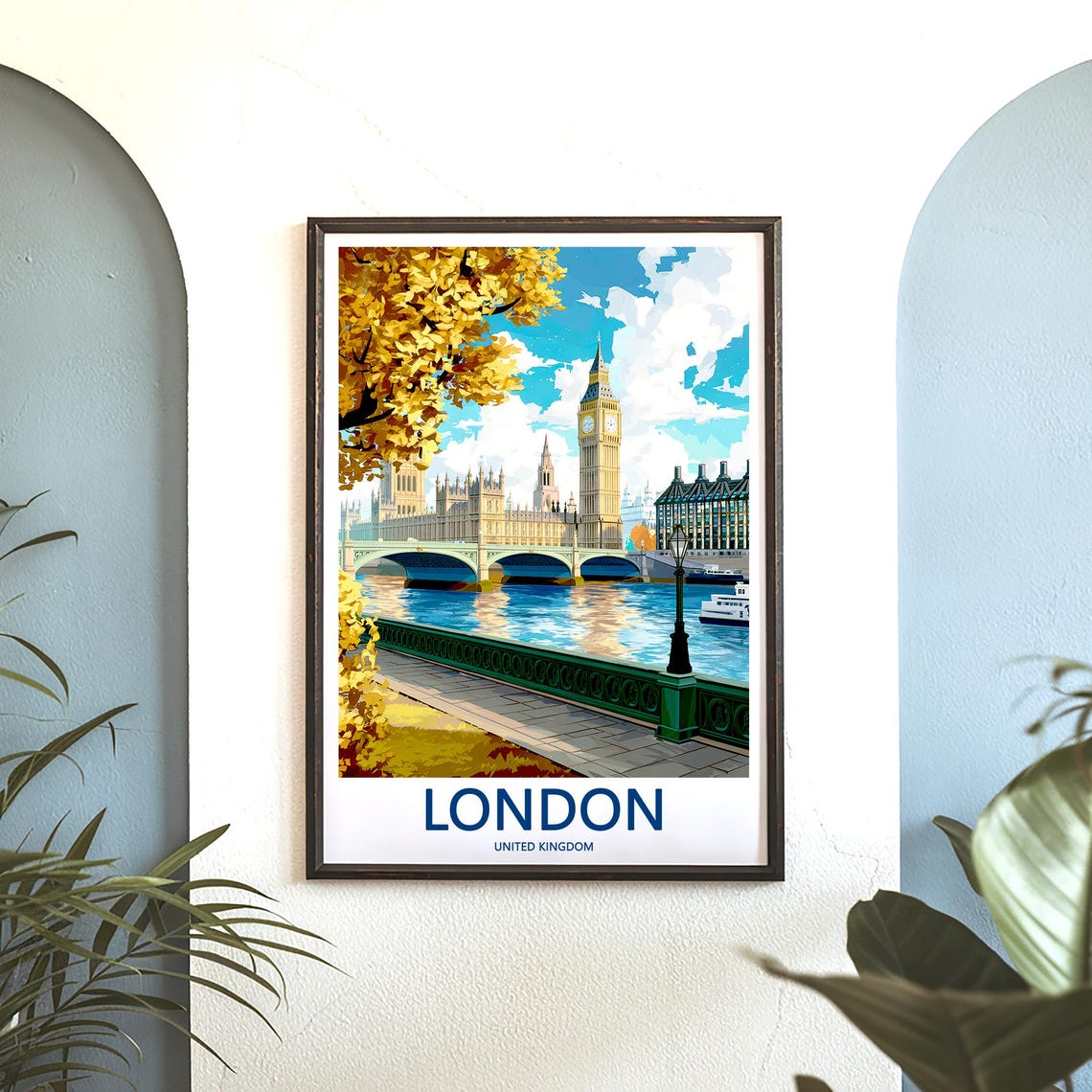 London Thames Autumn Riverboat Cruise and Big Ben Riverside Poster - Image 3