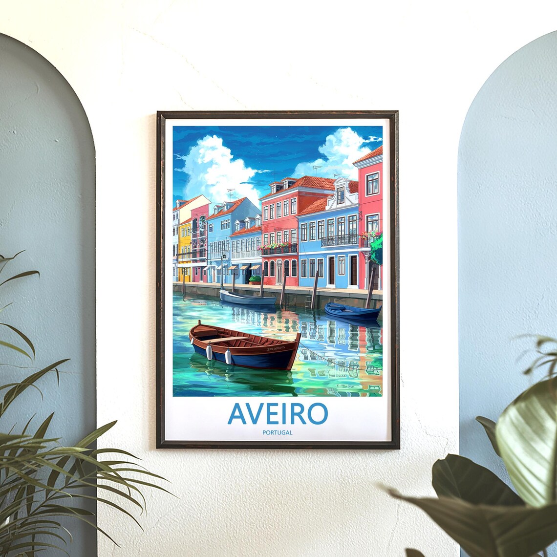 Aveiro Portugal Wooden Boat Colorful Canal Houses Travel Poster - Image 3