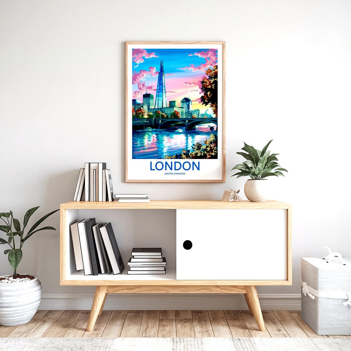 The Shard and Southwark Bridge in a Soft Pink Sunset Glow Poster - Image 2