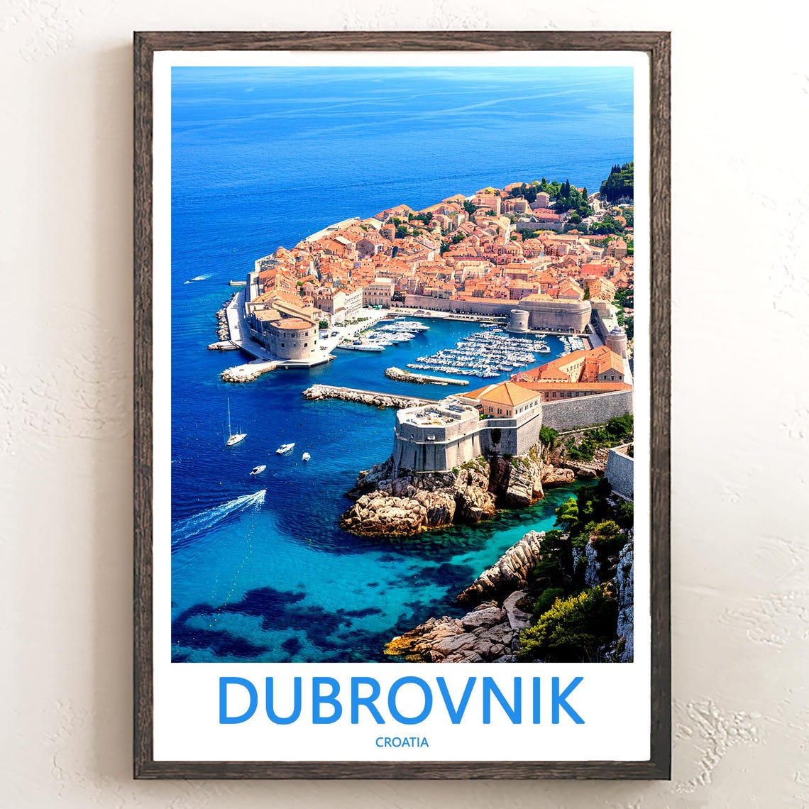 Dubrovnik Croatia Old Harbor Aerial Sea View Travel Wall Poster