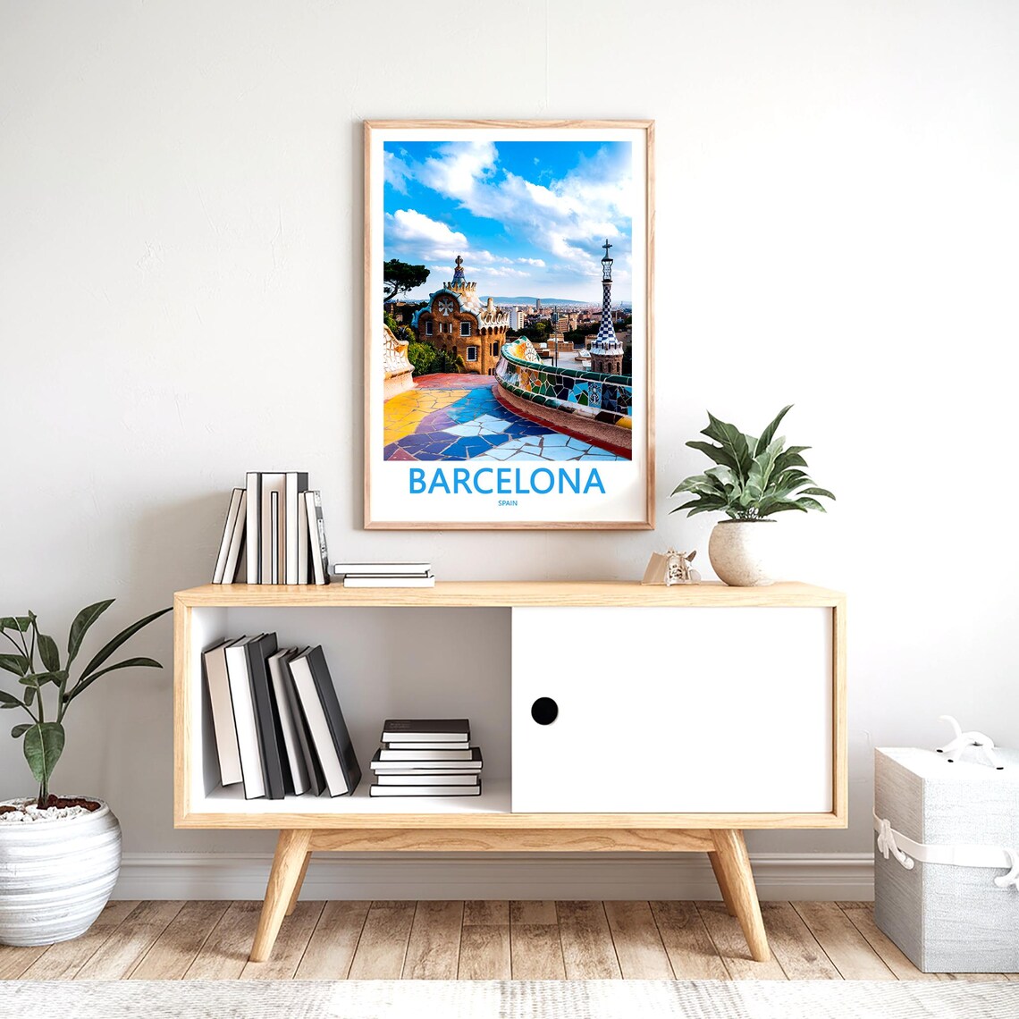Barcelona Park Güell Sunny Terrace Photo Blue Sky Travel Poster - Image 2