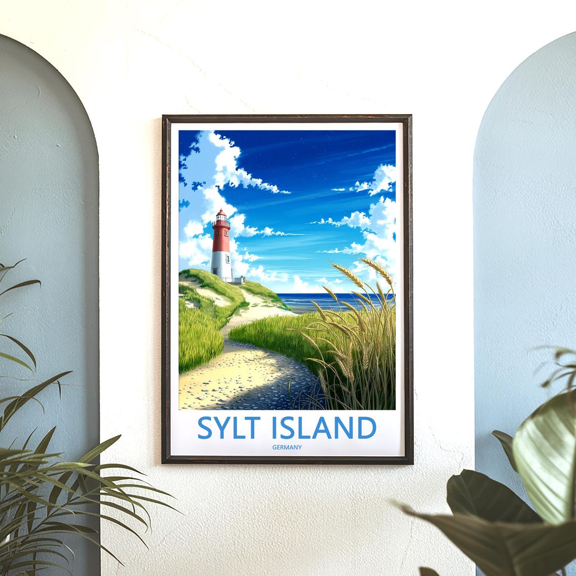 Sylt Island Germany Lighthouse Path Through Beach Dunes Poster - Image 3