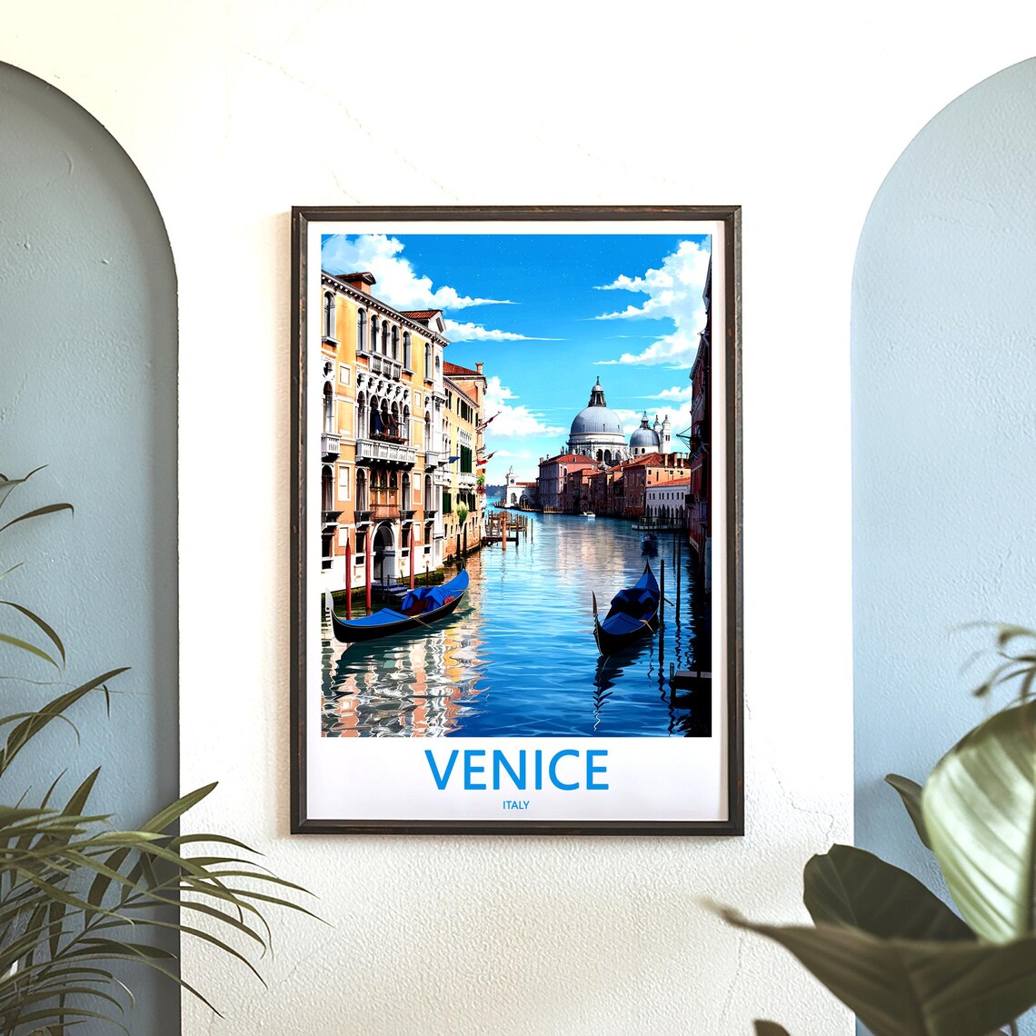 Venice Italy Grand Canal With Distant Salute Domes Scene Poster - Image 3