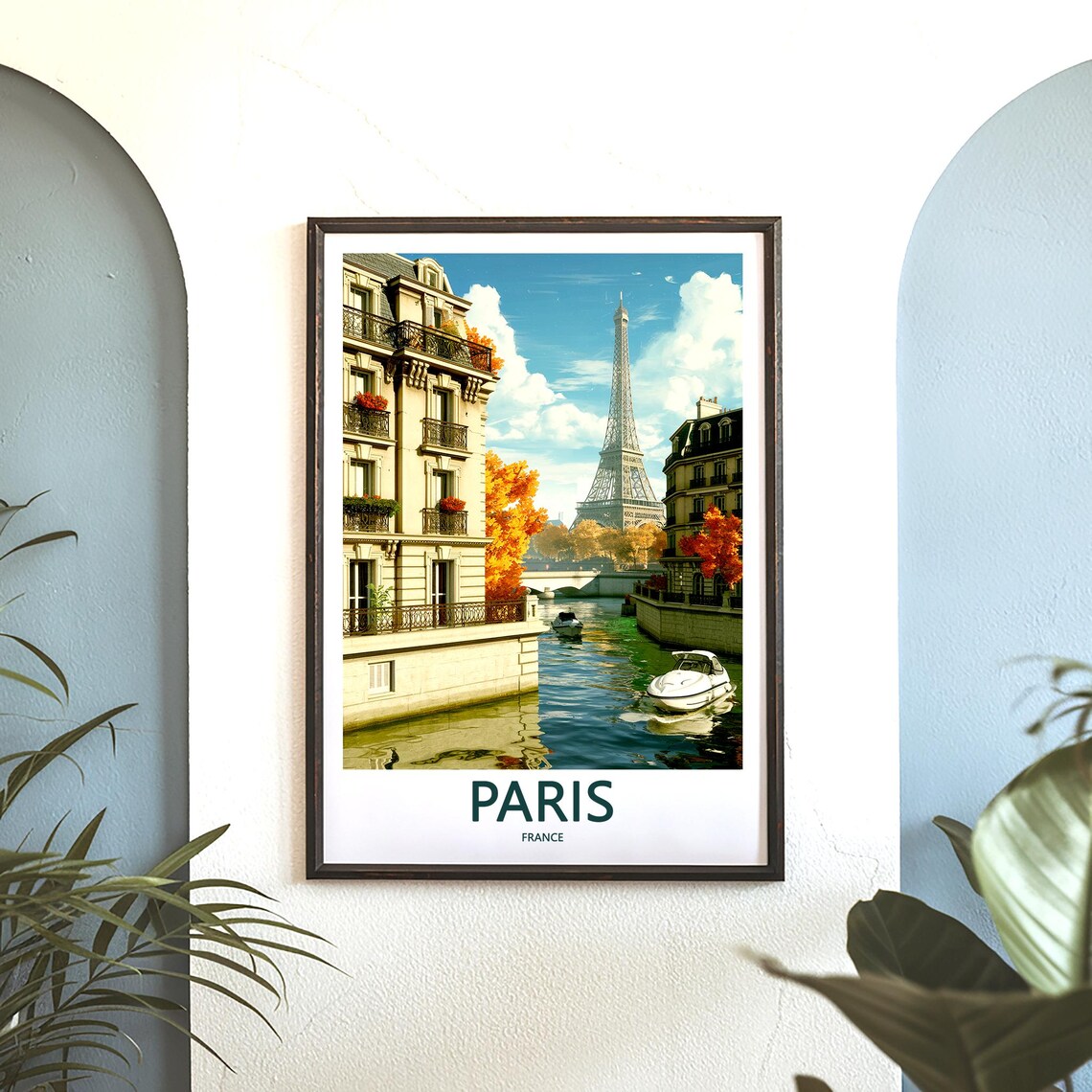 Eiffel Tower Seine Tour Boats Autumn Riverside Paris France Poster - Image 3
