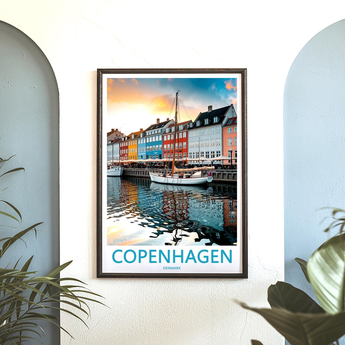 Copenhagen Nyhavn Sunset Sailboat Colorful Quay Denmark Travel Poster - Image 3