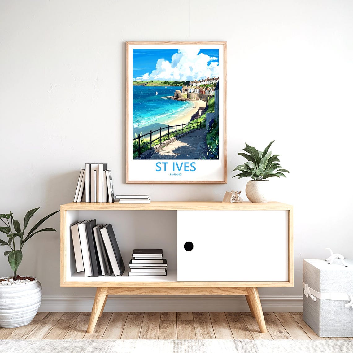 St Ives England Cliffside Coastal Path Overlooking Beach Poster - Image 2