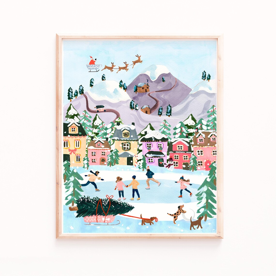 Christmas Village Festive Winter Wonderland Art Print - Image 4