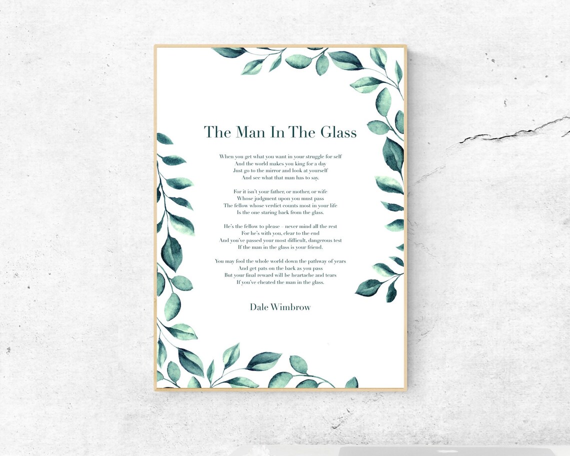 The Man In The Glass Dale Wimbrow Poem Botanical Wall Poster