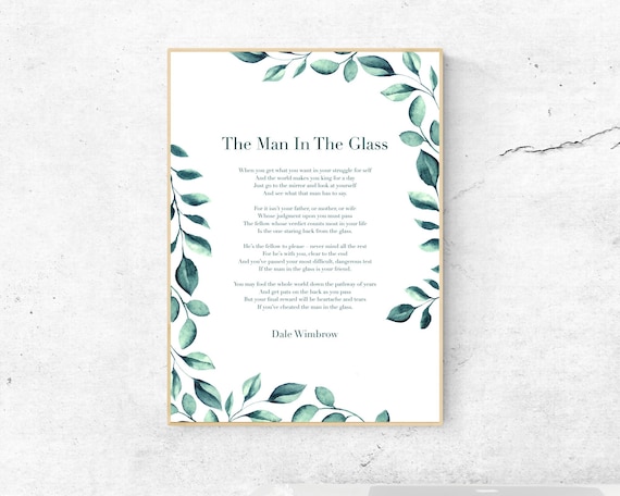 The Man In The Glass Dale Wimbrow Poem Botanical Wall Poster