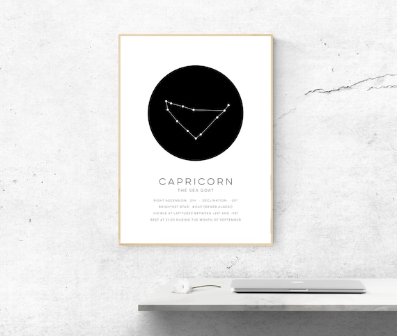 Capricorn Constellation Poster Instant Zodiac Sign Home Decor Astronomy Wall Art Scientific
