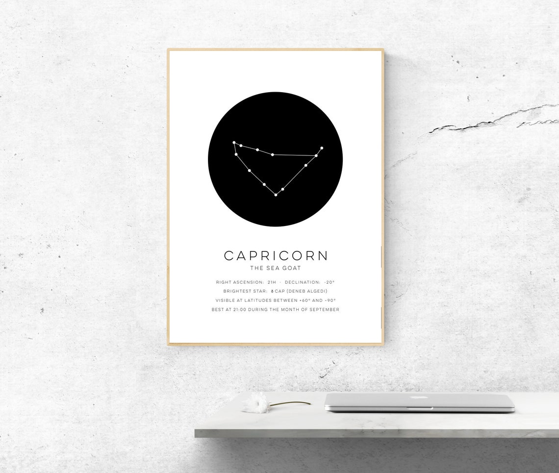 Capricorn Constellation Poster Instant Zodiac Sign Home Decor Astronomy Wall Art Scientific