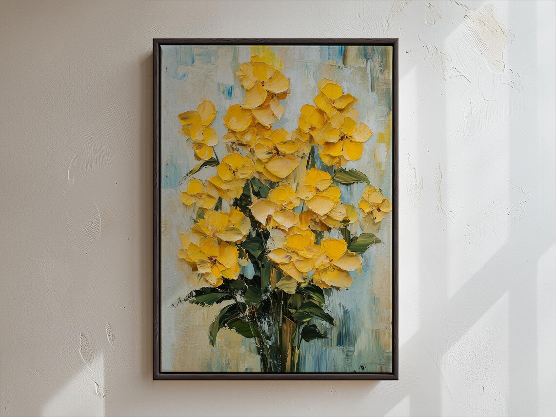 Radiant Cheerful Yellow Blossom Bouquet Modern Floral Art Poster - Image 3