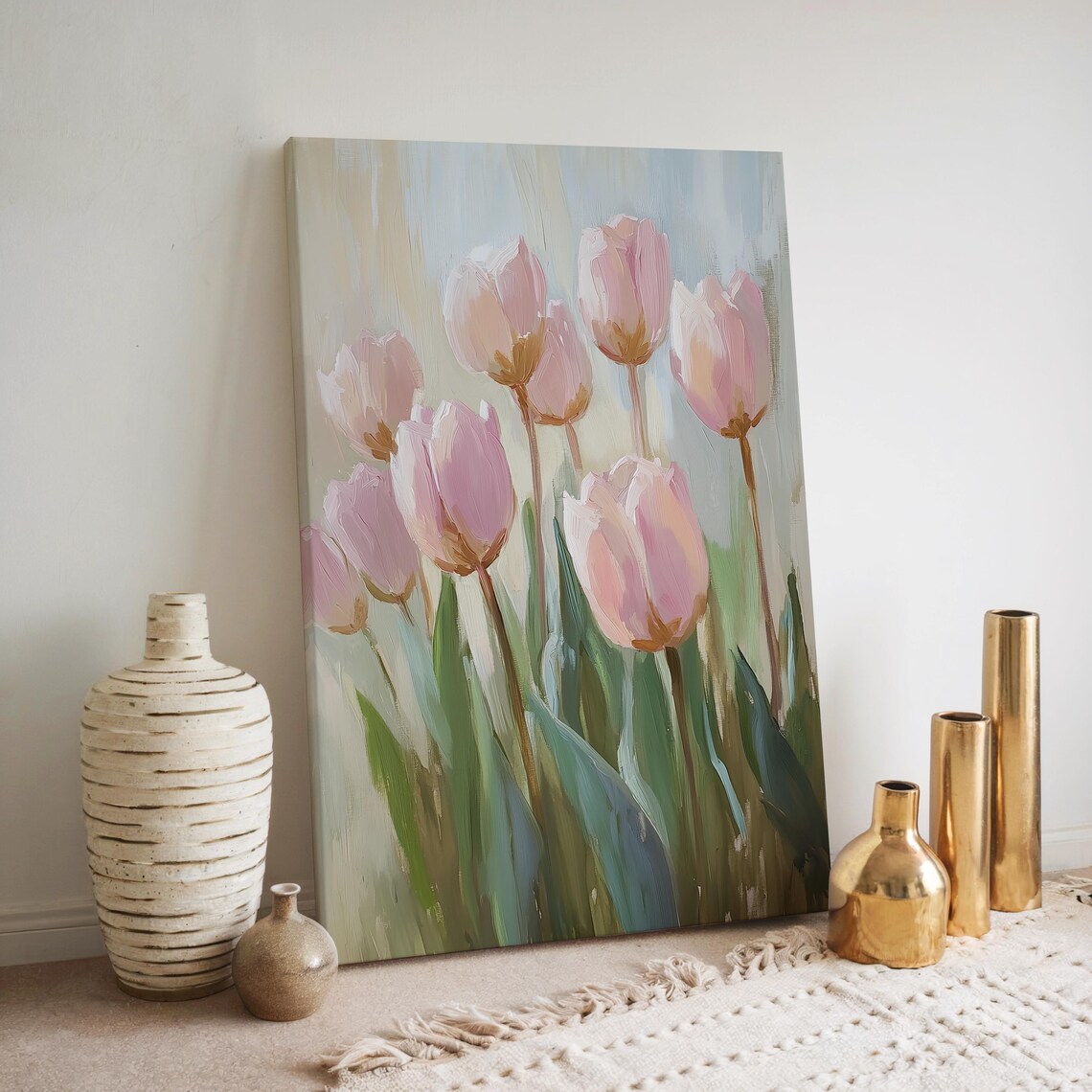 Lavender Pink Tulips Bouquet in Pastel Floral Painting Poster - Image 4