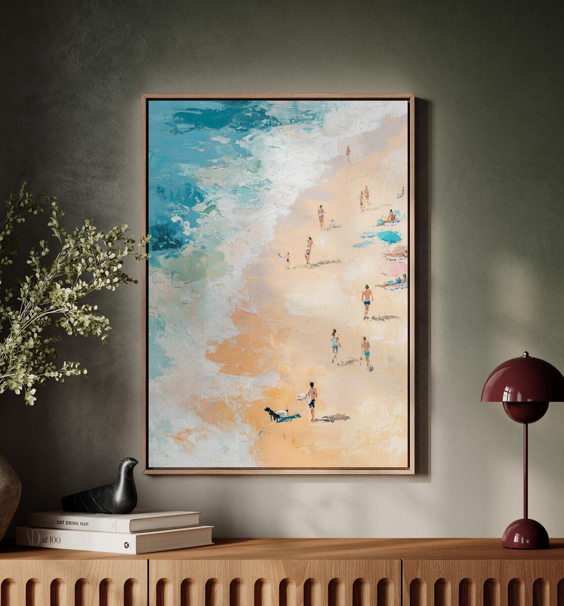 Vivid Aerial Turquoise Ocean Beach Scene Summer Day Art Poster