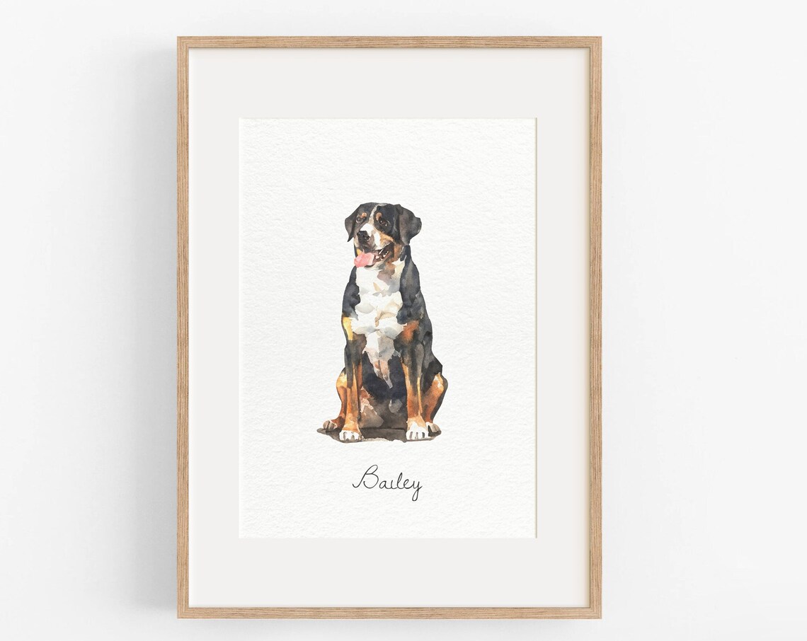 Archie Golden Retriever with Lamb Toy Watercolor Pet Portrait Poster - Image 3