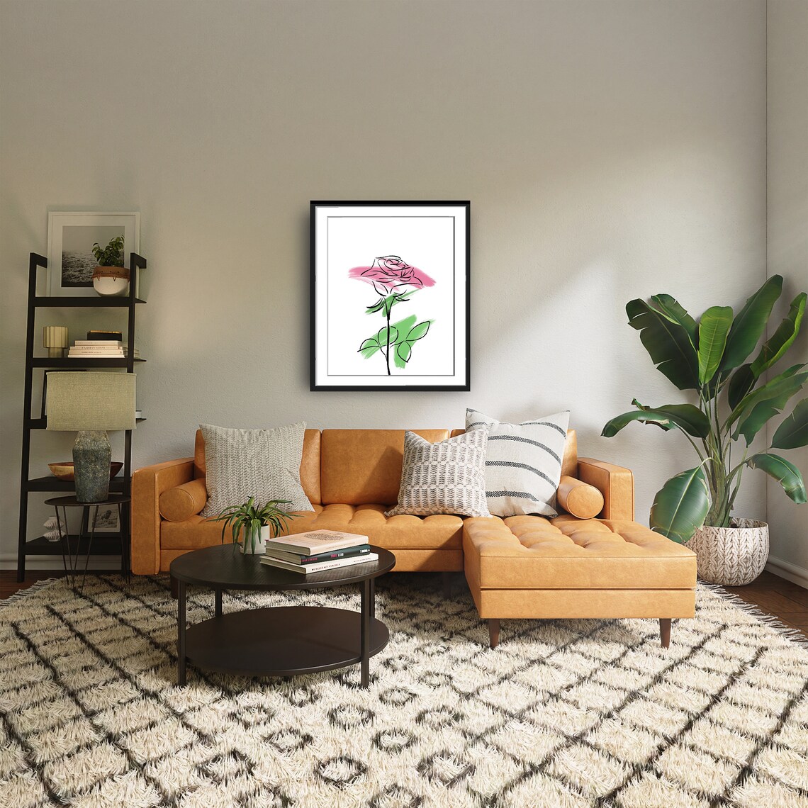 Abstract Minimalist Boho Rose, Contemporary Modern Art Print - Image 3