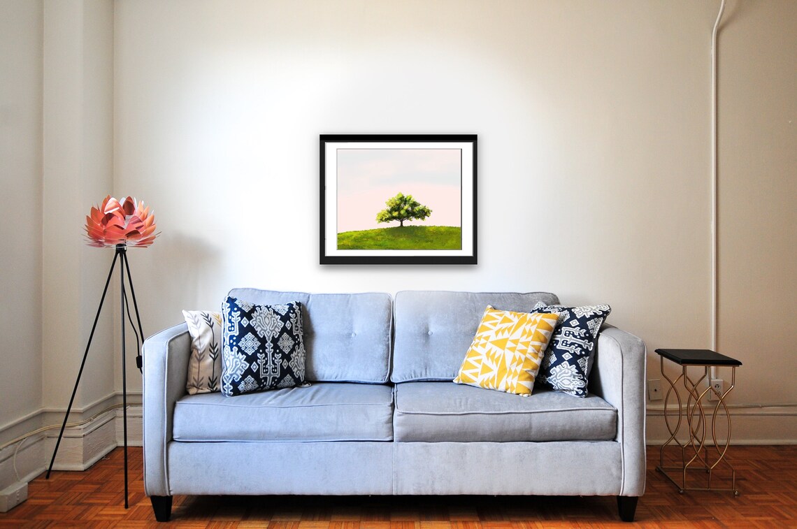 Painting Of A Lone Tree On Hill Impressionistic Painting Wall Art Landscape Instant Image - Image 2