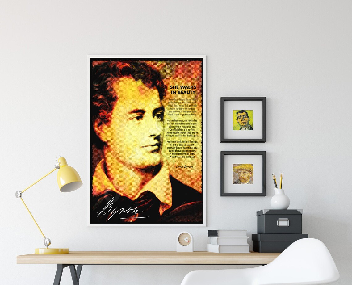 Lord Byron She Walks In Beauty Poem Art Print - Image 2