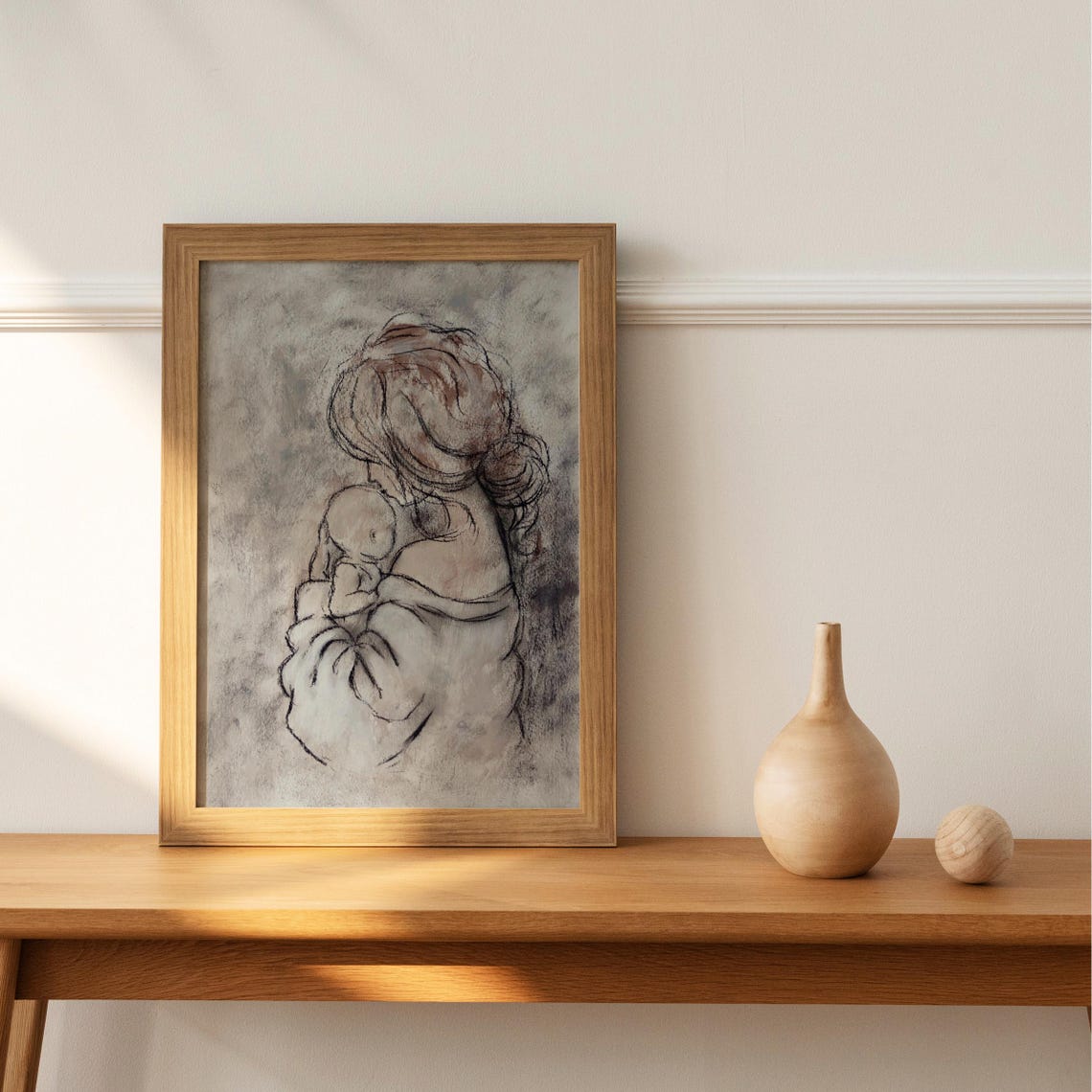 Mother And Child Print Motherhood Art Gift For New Mom And Baby Painting Nursery Decor Gift For Daughter On Birth Of Baby Poster Unframed - Image 3