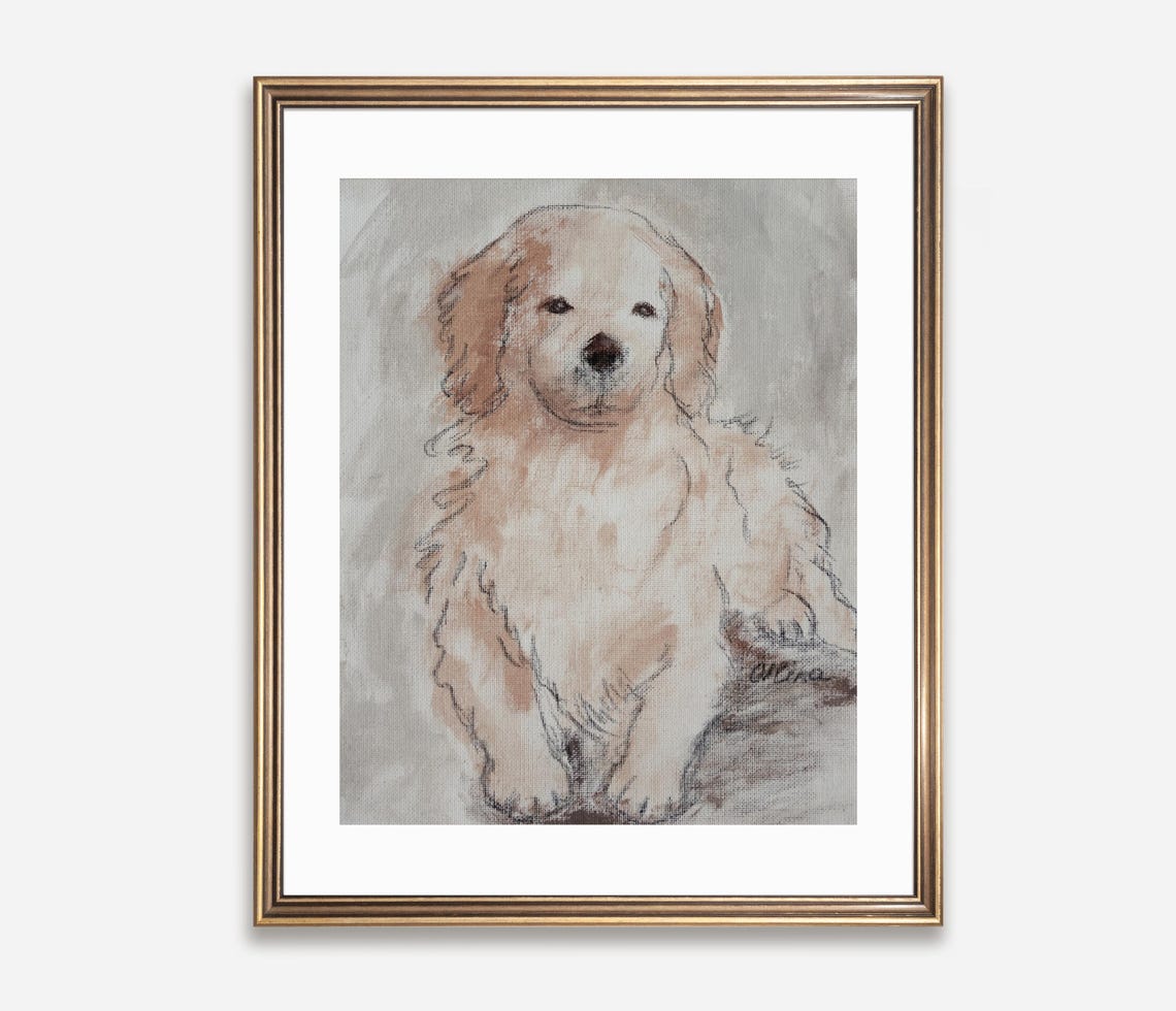 Dog Sketch Art Print, Dog Drawing
