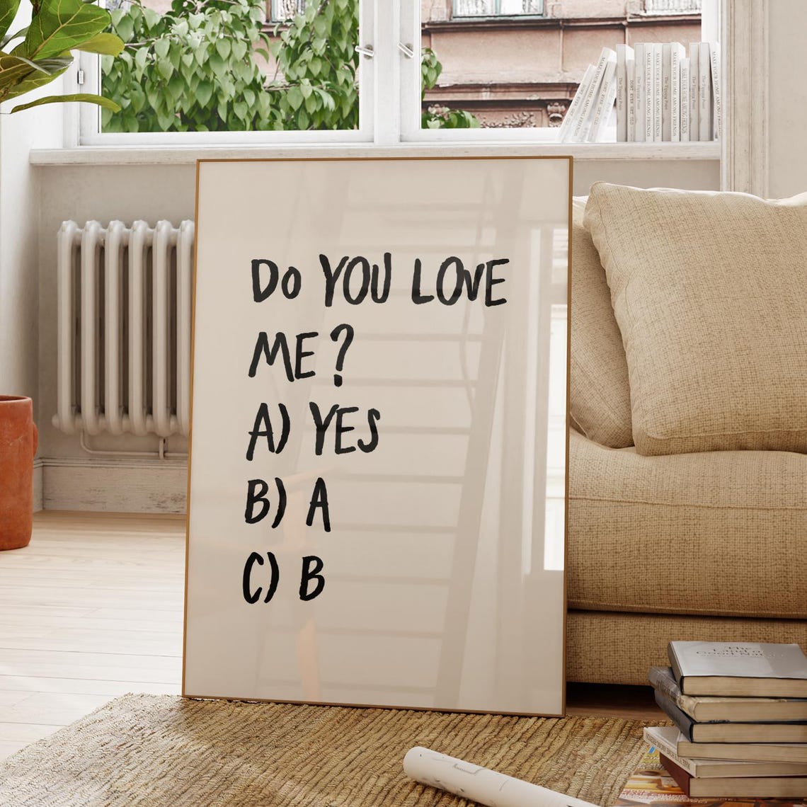 Do You Love Me Yes Funny Multiple Choice Hand Lettered Quiz Poster