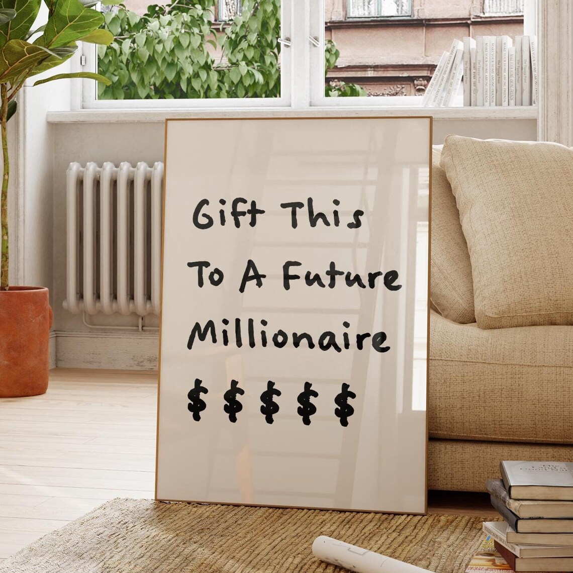 Future Millionaire Motivational Print Modern Home Office Wall Art