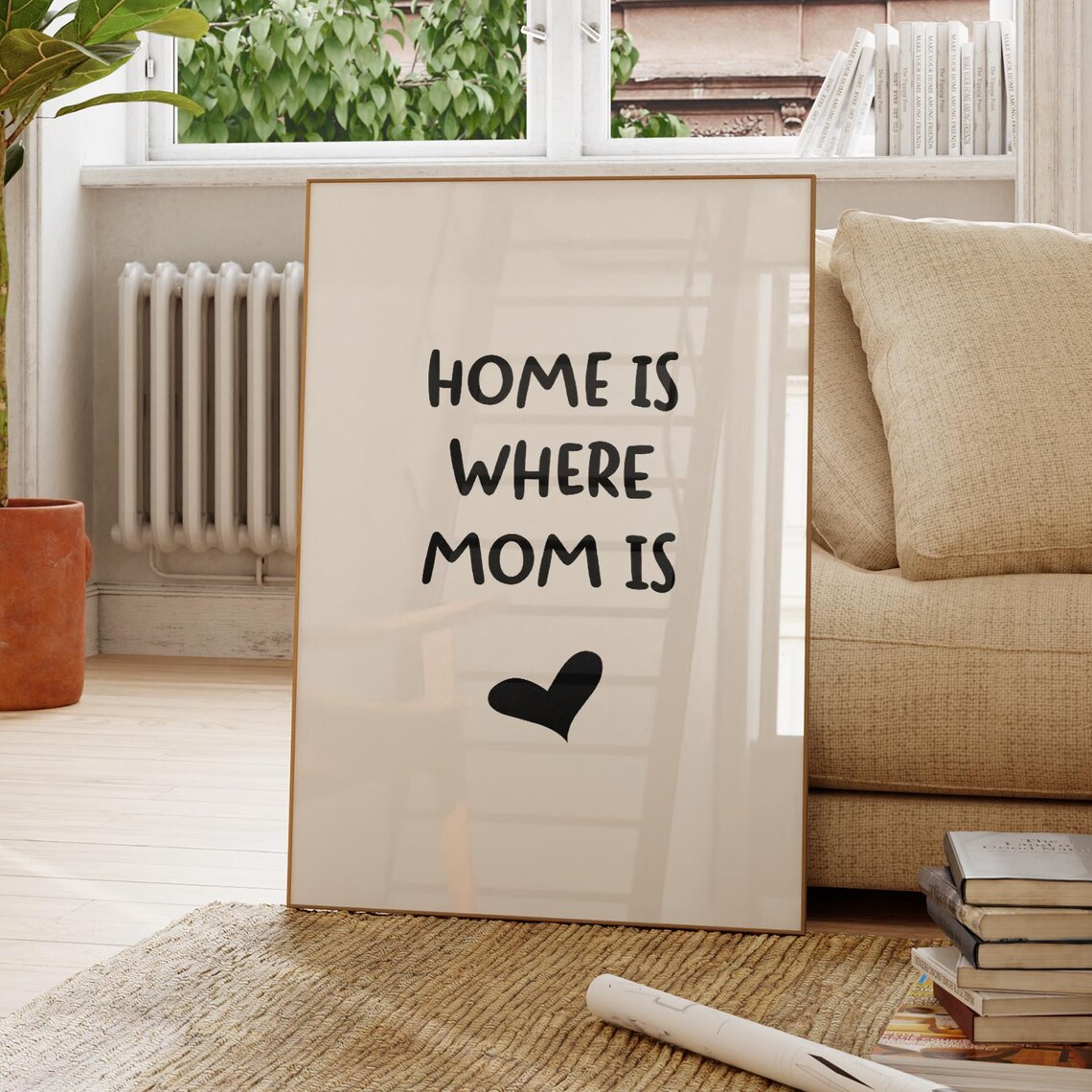 Home Is Where Mom Print, Minimalist Art Print