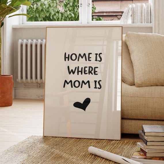 Home Is Where Mom Print, Minimalist Art Print