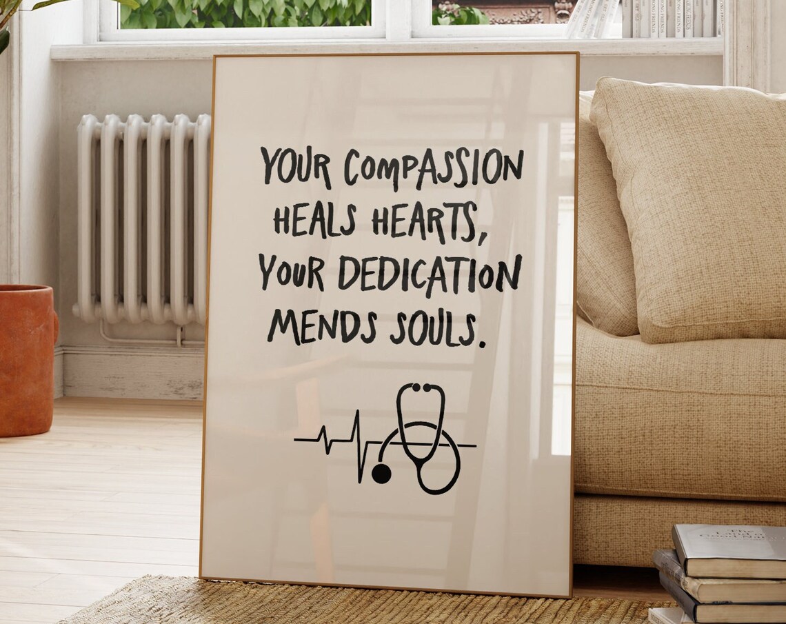 Compassion Heals Hearts Print Minimalist Nurse Gift