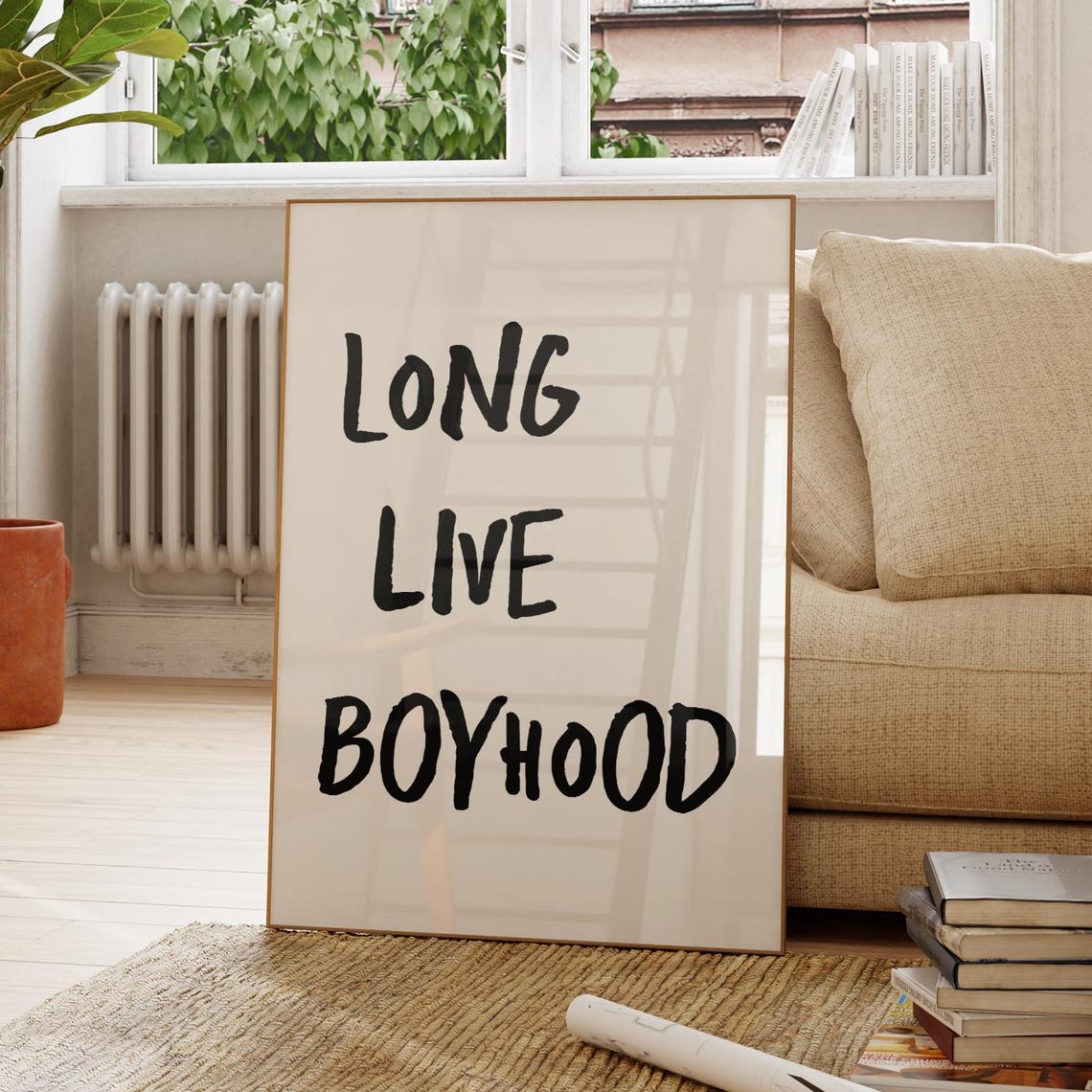 Long Live Boyhood Quote Print Minimalist Black Typography Art
