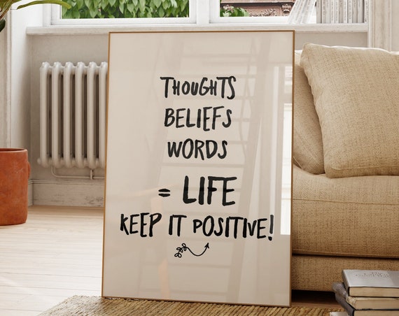 Keep It Positive Print Minimalist Quote Poster